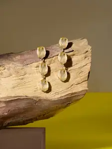 Zaveri Pearls Gold-Plated Artificial Stones Studded Contemporary Drop Earrings