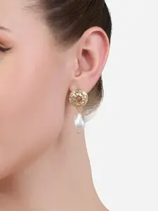 Zaveri Pearls Gold-Plated Pearls Beaded Contemporary Shaped Drop Earring