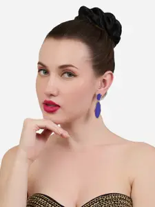 Zaveri Pearls Gold-Plated Contemporary Shaped Drop Earrings