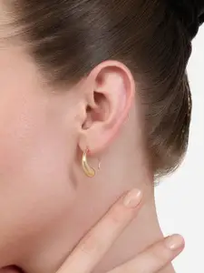 Zaveri Pearls Gold-Plated Contemporary Shaped Half Hoop Earrings