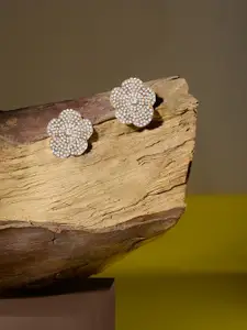 Zaveri Pearls Gold-Plated Artificial Stones Floral Shaped Studs