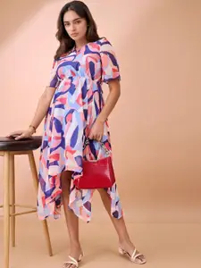 all about you Print Bell Sleeve Chiffon Fit & Flare Dress