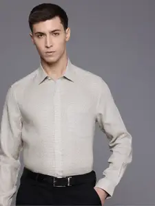 Louis Philippe Classic Micro Checks Opaque Linen Formal Shirt