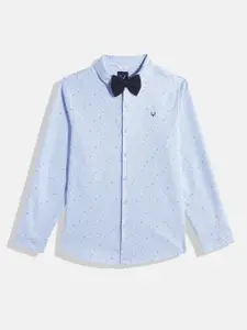 Allen Solly Junior Boys Slim Fit Micro Ditsy Printed Casual Shirt With Bow Tie