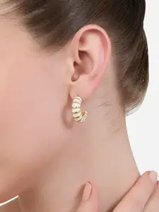 Zaveri Pearls Gold-Plated Crescent Shaped Half Hoop Earrings
