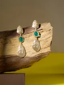 Zaveri Pearls Gold-Plated Artificial Stones Studded Contemporary Drop Earrings