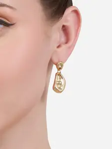 Zaveri Pearls Gold-Plated Contemporary Drop Earrings
