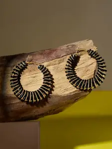 Zaveri Pearls Gold-Plated Artificial Stones Studded Circular Shaped Hoop Earrings