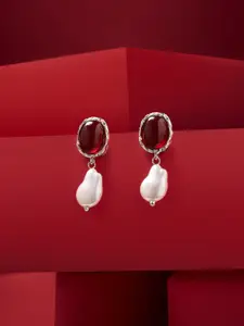 Zaveri Pearls Gold-Plated Artificial Stones Studded Contemporary Drop Earrings