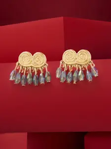 Zaveri Pearls Gold-Plated Artificial Beaded Contemporary Drop Earrings