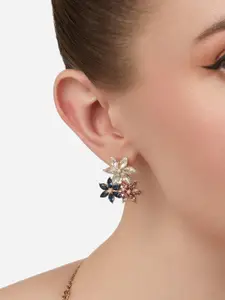 Zaveri Pearls Gold-Plated Stone Studded Floral Shaped Studs
