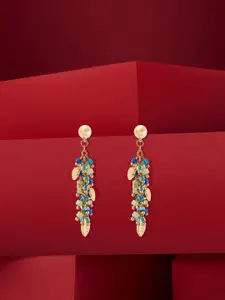 Zaveri Pearls Gold-Plated Beaded Contemporary Drop Earrings