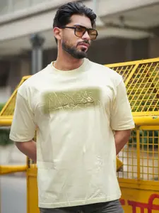 Maniac Men Typography Printed Round Neck Cotton Relaxed Fit T-shirt