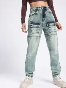 glitchez Women Relaxed Fit Heavy Fade Stretchable Jeans