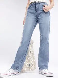 glitchez Women Heavy Fade Straight Fit Jeans