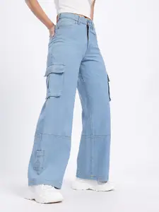 glitchez Women Cargo Style Flared Jeans