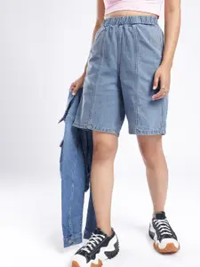 glitchez Women Panelled Denim Shorts