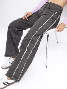 glitchez Women Frayed Detail Light Fade Loose Fit Jeans