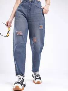 glitchez Women Distressed Slouchy Fit Light Fade Jeans