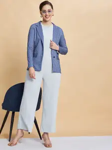 Moda Rapido Women Multi Stripes Opaque Striped Casual Blazer