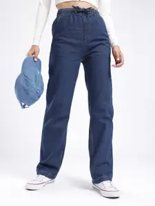 glitchez Women Elasticated Waist Straight Fit Jeans