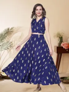 Sera Printed V Neck Top & Skirt Co-ords