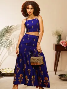 Sera Printed Shoulder Straps Top With Palazzo Co-Ords Set