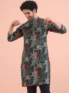 KISAH Men Floral Printed Cotton Kurta