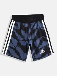 ADIDAS Boys Printed Side Striped Detail Pure Cotton Shorts