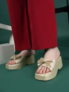 Lavie PU Party Wedge Sandals with Bows