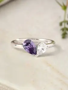 Ornate Jewels 925 Silver-Plated Amethyst Adjustable Finger Ring