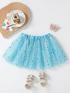 YK Girls Printed Flared Mini Skirt