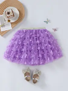 YK Girls Self Design Flared Mini Skirt