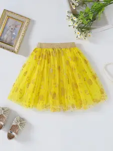 YK Girls Printed Flared Mini Skirt