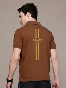 Moda Rapido Men Typography Printed Polo Collar Pockets T-shirt