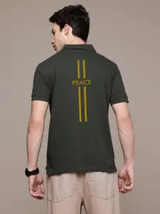 Moda Rapido Men Typography Printed Polo Collar Pockets T-shirt