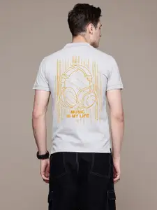 Moda Rapido Men Printed Polo Collar Raw Edge T-shirt