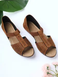 V-WALK Women Embellished Open Toe Flats with Laser Cuts