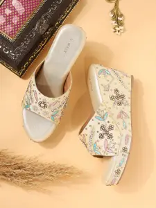 V-WALK Women Embellished Party Wedge Sandals