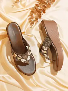 V-WALK Women Embellished Wedge Heel Sandals