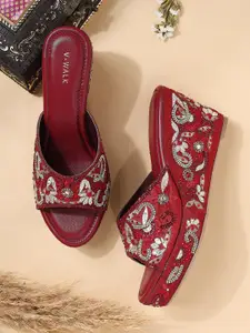 V-WALK Women Embellished Wedge Sandals