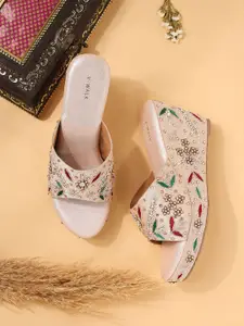 V-WALK Embellished Wedge Heel Sandals