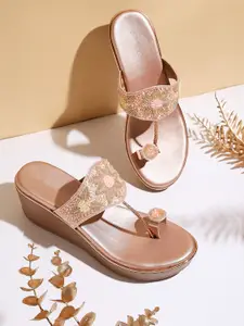 V-WALK Embellished Wedge Heel Sandals