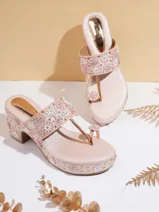 V-WALK Women Ethnic Embellished Block Heeled Sandals