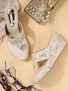 V-WALK Women Embellished Wedge Heel Sandals