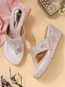 V-WALK Women Embellished Wedge Heel Sandals