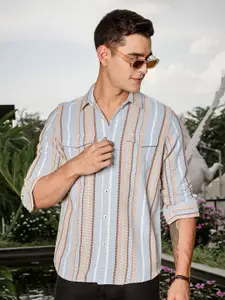 Thomas Scott Men Smart Slim Fit Opaque Striped Casual Shirt