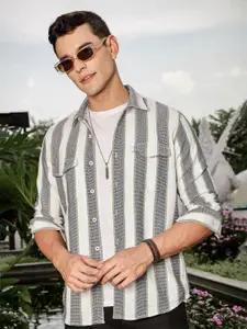 Thomas Scott Men Smart Slim Fit Opaque Striped Casual Shirt