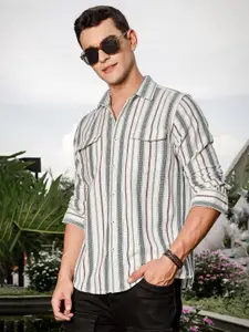 Thomas Scott Men Smart Slim Fit Opaque Striped Casual Shirt