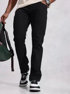 WROGN Men Straight Fit Mid-Rise Light Fade Stretchable Jeans